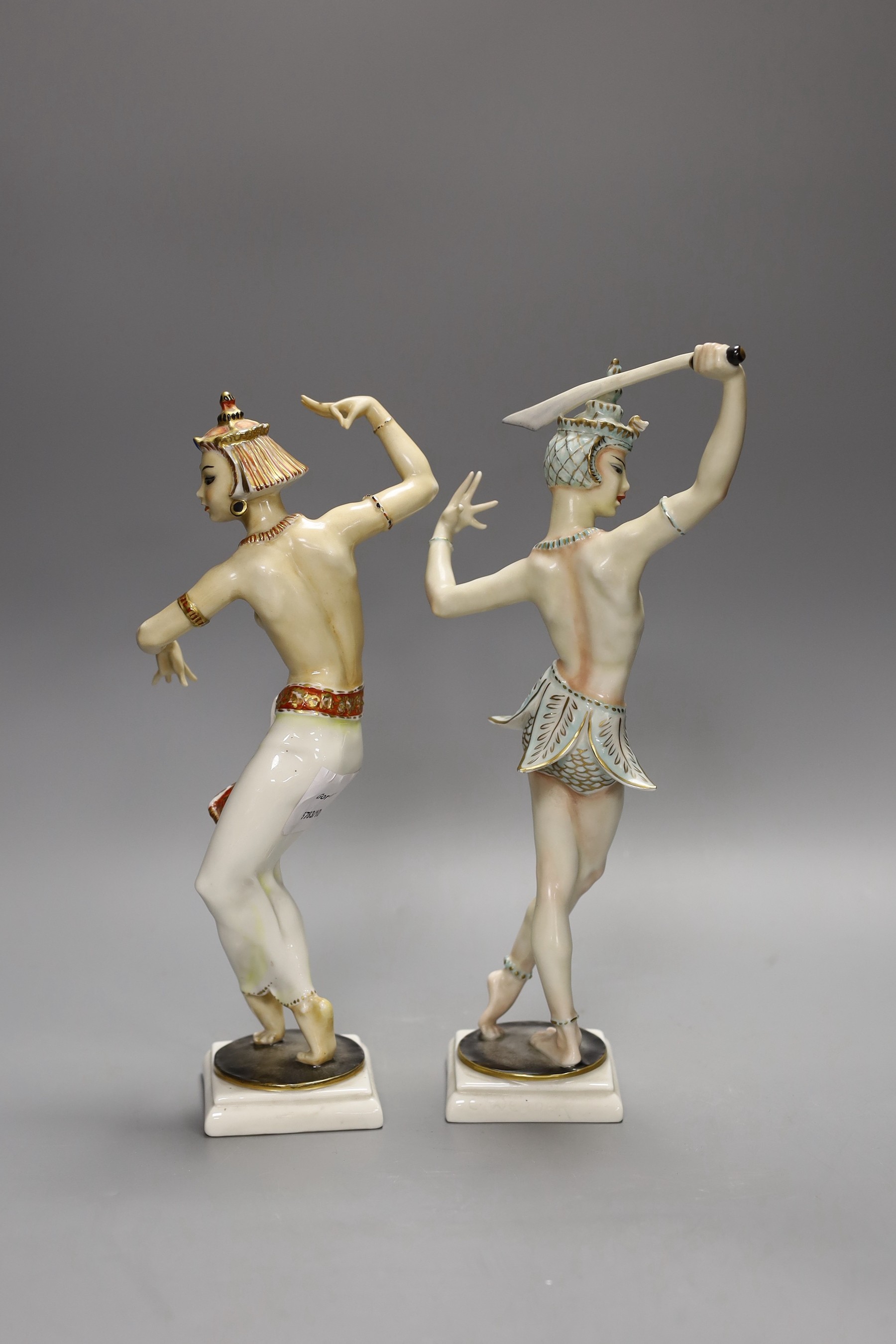 Two Hutschenreuther figures of Siamese dancers, 30cm